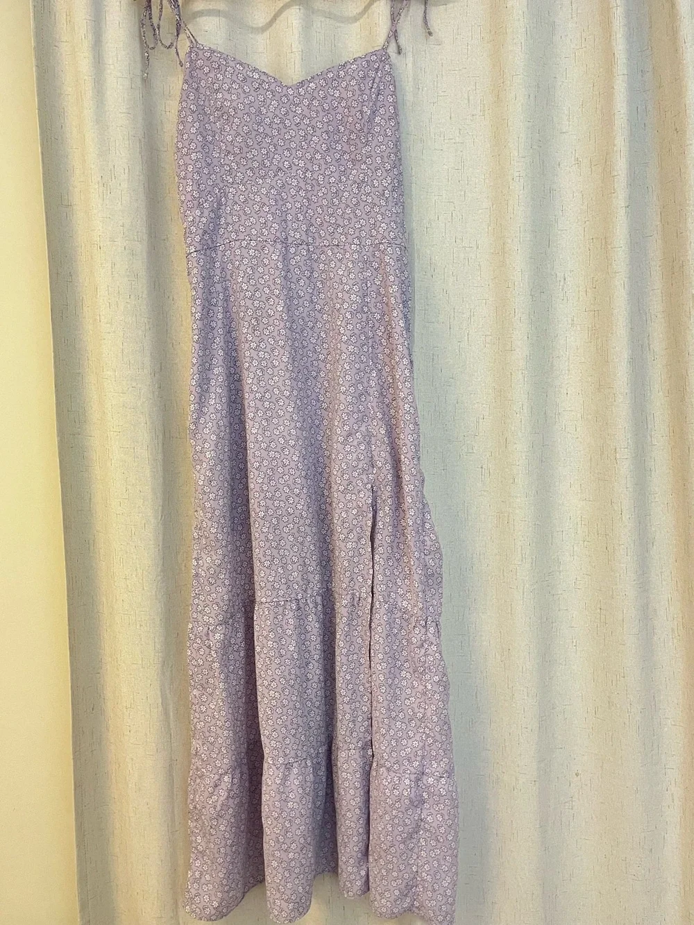 Abercrombie & Fitch Lilac Spaghetti-Strap Floral Maxi Dress